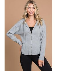 TRUEDAMES - Full Size Ribbed Zip Up Drawstring Hooded Jacket - Lyst