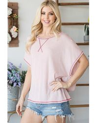 TRUEDAMES - Open Back Wide Sleeve Shorsleeve Top - Lyst
