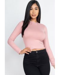 TRUEDAMES - Mock Neck Solid Long Sleeve Top - Lyst