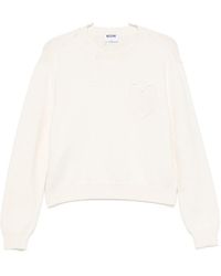 Moschino - Ivory Knitted Sweater With Heart Motif - Lyst