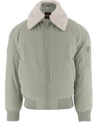 BOSS - Shearling Collar Nylon Bomber Jacket - Lyst