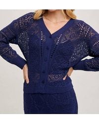 Bluivy - C02677-Open Knit Button Down V-Neck Cardigan - Lyst