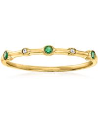 RS Pure - Ross-Simons Emerald- And Diamond-Accented Ring 14Kt - Lyst
