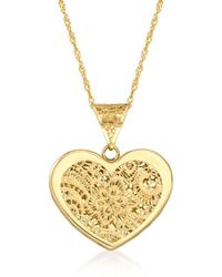 Ross-Simons - Italian 14kt Gold Floral Filigree Heart Pendant Necklace - Lyst