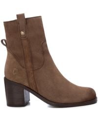 Xti - Suede Block Heel Booties Carmela By - Lyst