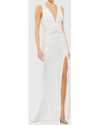 Mac Duggal - V-Neck Sequin Wrap Waist Gown - Lyst