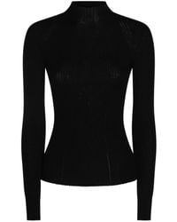 Twinset - Fitted Ribbed Knit Sweater With High Neckline - Lyst