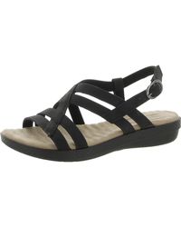 Easy Street - Faux Leather Open Toe Wedge Sandals - Lyst