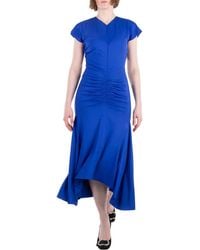 Victoria Beckham - Ruched Asymmetric Midi Dress, Brand Size 8 (Us Size 4) - Lyst