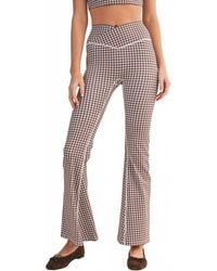 Kimberly C - Gingham Print High Waist Crossover Flare Legging - Lyst