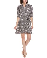 Cece - Open Collar Ruffle Wrap Dress - Lyst
