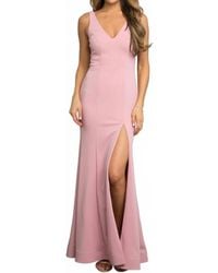 EVA - V-Neck Fitted Crepe Dress - Lyst