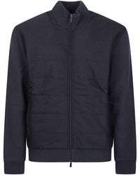 Fay - Zip Cotton Ribbed Detail Zip-Up Jacket - Lyst