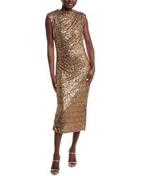 Anne Klein - Draped Sequin Midi Dress - Lyst