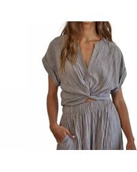 By Together - Woven Polyester Button Down Cropped Top - Lyst