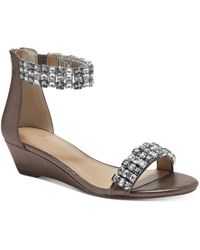 Thalia Sodi - Teagan Faux Leather Ankle Strap Wedge Sandals - Lyst