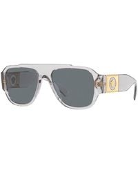 Versace - Aviator Full Rim, With A Transparent Frame And Dark Lens - Lyst