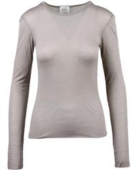 Alysi - Taupe Viscose-Wool Brushed Knit Top - Lyst