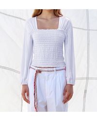 Sundry - Smocked Bodice Long Sleeve Top - Lyst