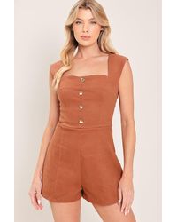 TRUEDAMES - Dark Wash Icon Denim Romper - Lyst