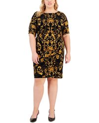 Connected Apparel - Plus Printed Short Sleeves Sheath Dress - Lyst