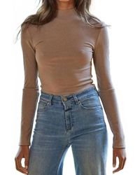 By Together - Knit Ribbed Long Sleeve Mock Neck Top - Lyst