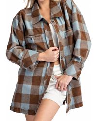 Eesome - Checker Print Button Down Shacket - Lyst