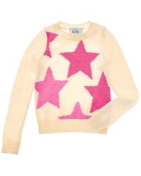 Autumn Cashmere Mixed Media Outline Star Wool Cashmere Blend Sweater in Pink Lyst