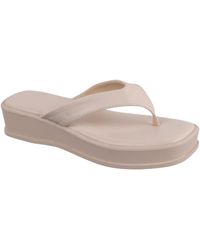 H Halston - Soula Vegan Leather Thong Flatform Sandals - Lyst