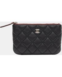 Chanel - Quilted Caviar Leather Mini O-case Zip Pouch - Lyst