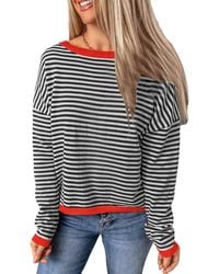Lovesoft - Striped Drop Shoulder Sweater - Lyst