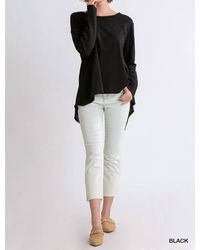 Umgee - Round Neck Slub Knit Woven Top - Lyst