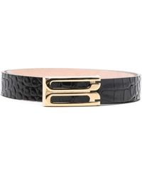 Victoria Beckham - Calf Leather Belt With Patent Finish And-Tone Buckle - Lyst