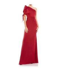 Ieena for Mac Duggal - Satin One Shoulder Puff Sleeve Trumpet Gown - Lyst