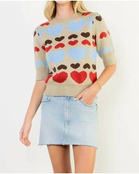 Thml - With All My Heart Short Sleeve Heart Knit Top - Lyst