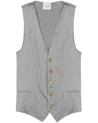 Alysi - Soft Sleeveless Vest With Textured Fabric And Button Detail - Lyst