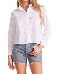 Bobi - Cropped Button Front Long Sleeve Top - Lyst