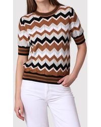 Minnie Rose - Cotton Cashmere Chevron Pointelle Crew Tee - Lyst