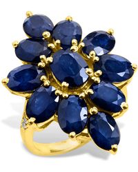 Savvy Cie Jewels 18k Gold Vermeil Flower Ring - Blue