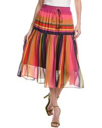 FARM Rio - Mixed Stripes Midi Skirt - Lyst
