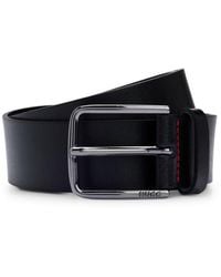 HUGO - Grained-Leather Belt With Stitching - Lyst