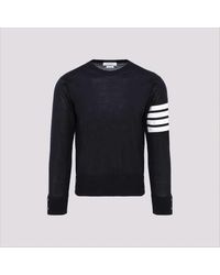 Thom Browne - Merino Wool Sweater With Three-Stripe Detail - Lyst