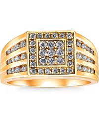 Pompeii3 - 1ct Tw Diamond Anniversary Wedding Ring High Polished Band 10k Yellow Gold - Lyst