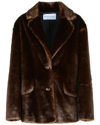 Stand Studio - Mid-Length Plush Faux Fur Jacket - Lyst