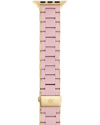 Michele - 38/40/41mm And 42/44/45/49mm Barely Pink And -tone Silicone-wrapped Stainless Steel Band For Apple W - Lyst