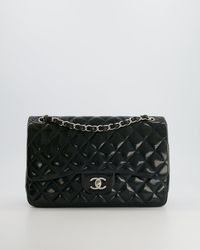 Chanel - Dark Patent Classic Jumbo Double Flap Bag With Silver Hardware Rrp £9,240 - Lyst