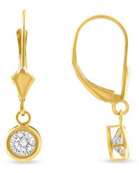 Pompeii3 - 1ct Diamond Lab Grown Dangle Lever Back Hoop Earrings 14k Yellow Gold - Lyst