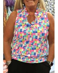 Lulu-B - V-Neck Ruffle Sleeveless Top - Lyst