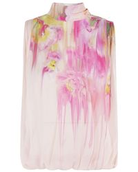 Blumarine - Liquid Flower Print Georgette Sleeveless Top - Lyst