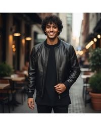 Lusso Beni - Sleek Leather Jacket - Lyst